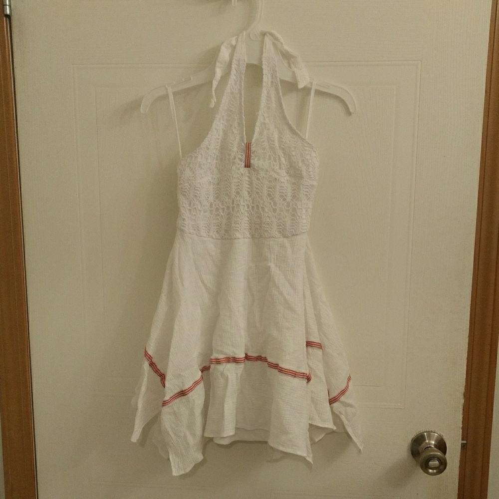 Girls White Crochet Detail Halter Dress | BCXgirl